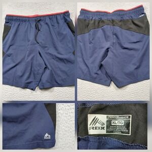 RBX Performance Men's XL Blue Black Active Shorts Drawstring Side Pocket EUC